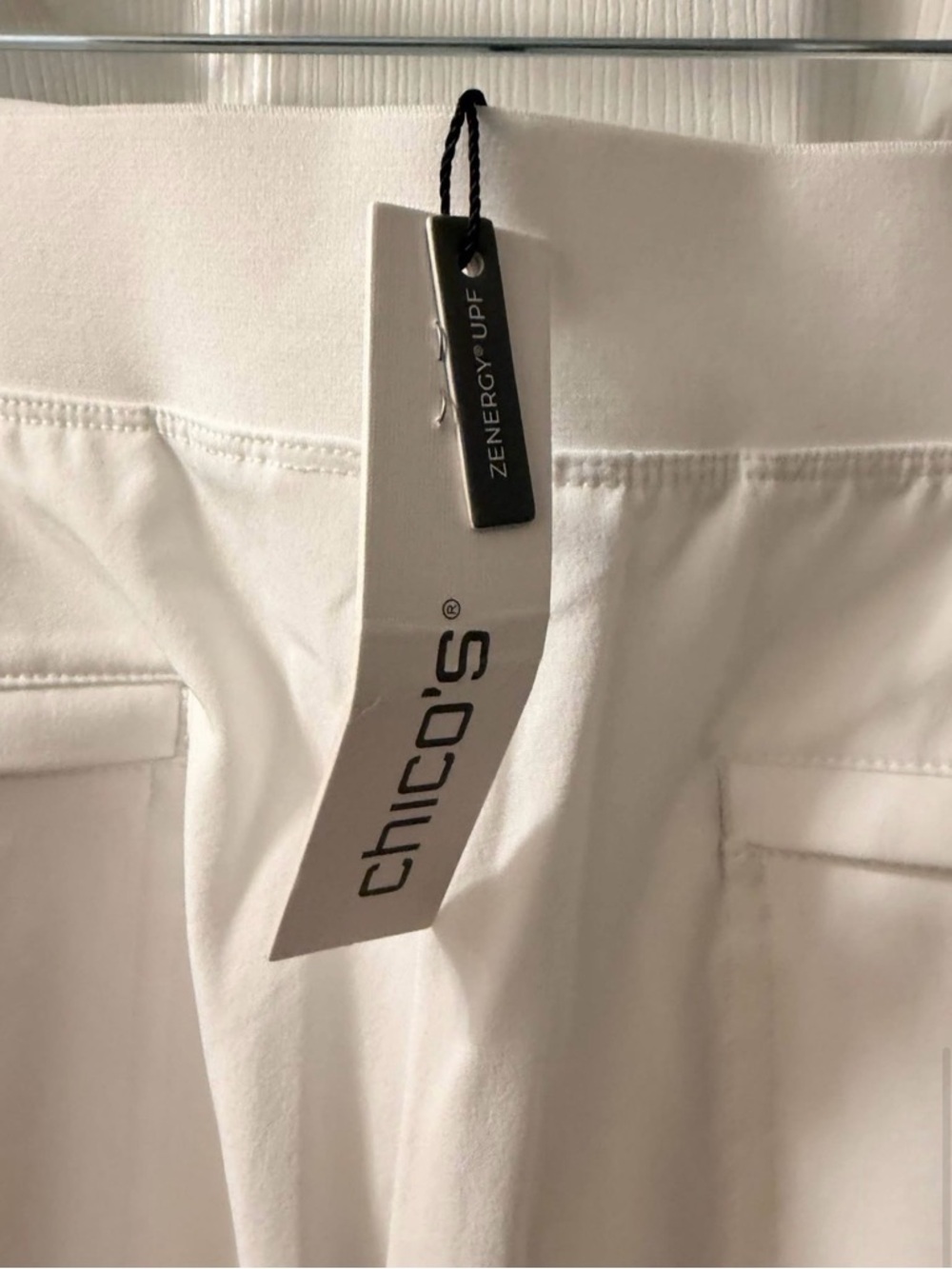 White Cargo Stretch Jogger Pants with Zip Trim - Picture 4 of 4